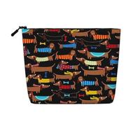 KAABNNT I Love My Dog Dachshunds Print Single Layer Linen-Like Makeup Bag Stylish and Practical Fake Hemp Makeup Bag