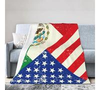 KAABNNT Mexican American Flag Print Ultra-Soft Micro Fleece Blanket - Anti-Pilling, Air Conditioning Blanket for Bed,Sofa,Camping,Travel
