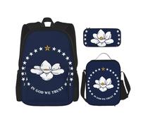KAABNNT Mississippi State Flag Print 3-in-1 Waterproof Oxford Backpack Set | Lunch Box | Pencil Case | Work | Outdoor