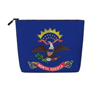 KAABNNT North Dakota State Flag Print Single Layer Linen-Like Makeup Bag Stylish and Practical Fake Hemp Makeup Bag