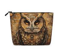 KAABNNT Owl Beliefs Print Single Layer Linen-Like Makeup Bag Stylish and Practical Fake Hemp Makeup Bag