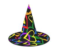 KAABNNT Pride Rainbow Print Halloween Witch Hat - Oxford Cloth, Collapsible, for Party/Masquerade & Easy Care