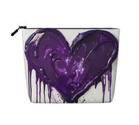 KAABNNT Purples Love Print Single Layer Linen-Like Makeup Bag Stylish and Practical Fake Hemp Makeup Bag