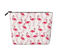 KAABNNT Red Flamingo Patterns Print Single Layer Linen-Like Makeup Bag Stylish and Practical Fake Hemp Makeup Bag