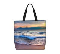 KAABNNT Serene Seaside Sunset Print Large Tote Bag - Shopping Grocery Bag | Stylish Beach Bag for Travel, Gym & Outings