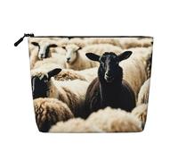 KAABNNT Sheep and Lambs Print Single Layer Linen-Like Makeup Bag Stylish and Practical Fake Hemp Makeup Bag