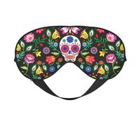 KAABNNT Sugar Horror Skull and Flowers Print Dual - Sided Sleep Soft Eye Mask: All - Round Comfort, Travel and Rest