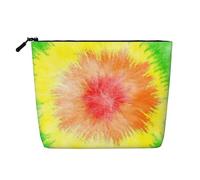 KAABNNT Tie Dye Print Single Layer Linen-Like Makeup Bag Stylish and Practical Fake Hemp Makeup Bag