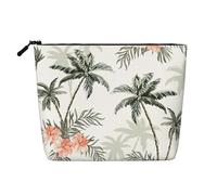 KAABNNT Tropical Palm Trees Print Single Layer Linen-Like Makeup Bag Stylish and Practical Fake Hemp Makeup Bag