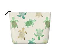 KAABNNT Turtle Write Print Single Layer Linen-Like Makeup Bag Stylish and Practical Fake Hemp Makeup Bag