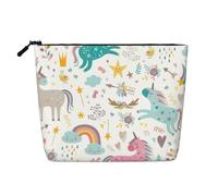 KAABNNT Unicorns Red Print Single Layer Linen-Like Makeup Bag Stylish and Practical Fake Hemp Makeup Bag
