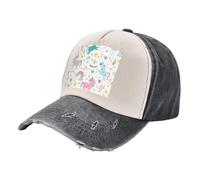 KAABNNT Unicorns Red Print Unisex Washed Denim Baseball Cap-Contrast Color,for Daily/Outdoor (Sports,Hiking)-All Seasons