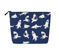KAABNNT Various Sea Fish Patterns Print Single Layer Linen-Like Makeup Bag Stylish and Practical Fake Hemp Makeup Bag