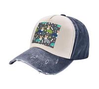 KAABNNT Wearing Clothes Corgi Dogs Print Unisex Washed Denim Baseball Cap-Contrast Color,for Daily/Outdoor (Sports,Hiking)-All Seasons