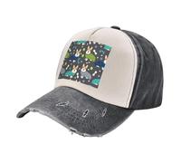 KAABNNT Wearing Clothes Corgi Dogs Print Unisex Washed Denim Baseball Cap-Contrast Color,for Daily/Outdoor (Sports,Hiking)-All Seasons