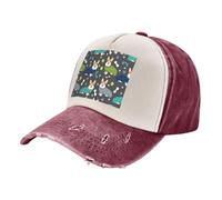KAABNNT Wearing Clothes Corgi Dogs Print Unisex Washed Denim Baseball Cap-Contrast Color,for Daily/Outdoor (Sports,Hiking)-All Seasons