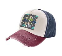 KAABNNT Wearing Clothes Corgi Dogs Print Unisex Washed Denim Baseball Cap-Contrast Color,for Daily/Outdoor (Sports,Hiking)-All Seasons