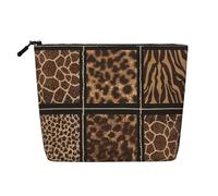KAABNNT Wild Zoo Print Single Layer Linen-Like Makeup Bag Stylish and Practical Fake Hemp Makeup Bag