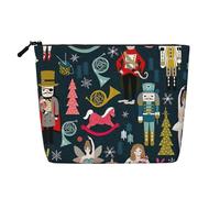 KAABNNT Women_s Nutcracker Ballet Xmas Dance Print Single Layer Linen-Like Makeup Bag Stylish and Practical Fake Hemp Makeup Bag