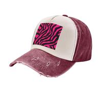 KAABNNT Zebra Tiger Leopard Red Print Unisex Washed Denim Baseball Cap-Contrast Color,for Daily/Outdoor (Sports,Hiking)-All Seasons