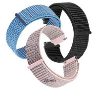 kaacly 3Pcs Nylon Sport Watch Straps Replacement Watch Band Adjustable Nylon Fabric Watch Straps Breathable Smart Sport Watch Wristbands for Men Women - Width 20mm,22mm (22mm Pink)