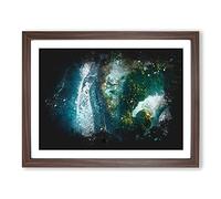 Kaafu Atoll In The Maldives Paint Splash Modern Art Framed Print | A2 Walnut Framed Wall Art | Ready to Hang | Modern Nature Picture | Living Room Bedroom Lounge Office