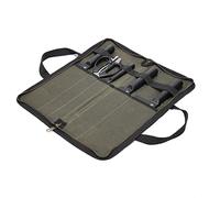 Kaaltisy Chef's Storage Bag, Knife Bag for Camping Hiking Multifunctional Tool Roll Bag, 16oz Waxed Canvas Knife Roll Bag - Army Green