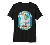 Kaanapali Beach Maui Hawaii Skeleton Surfer Dude Design Premium T-Shirt