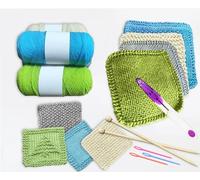 Kaaper Beginner Knitting Kit for Adults - Create 4 Dishcloths & 4 Coasters, All-in-One Knitting for Beginners Kit with Cotton Yarn, Bamboo Needles & 8 Patterns, Handmade Gift for DIY Craft Lovers