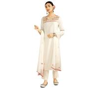 Kaari Women's Solid Color Kurta Set with Dupatta - Straight Fit | Multicolor Embroidery | Mirror Work | Georgette Dupatta with Booti Work | Straight Pant | Kurta Set for Women