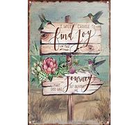 KAARIRI Beautiful Humming Bird I Will Choose To Find Joy In The Journey That God Has Set Before Me Retro Metal Tin Sign Plaque Poster Wall Decor Art Shabby Chic Gift Mural 12x8 Inch
