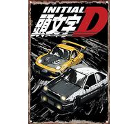 KAARIRI Mountain Drift Racing Initial D Tandems Ae86 Vs Fd Rx-7 Vintage Retro Metal Tin Sign Plaque Poster Wall Decor Art Shabby Chic Gift Mural Iron 12x8 Inch