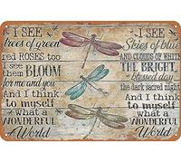 KAARIRI Rustic Colorful Dragonfly I See Trees Of Green Red Roses Too Retro Metal Tin Sign Plaque Poster Wall Decor Art Shabby Chic Gift Mural 8x12 Inch