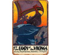 KAARIRI Scandinavia Land Of The Vikings Landscape Retro War Retro Metal Tin Sign Plaque Poster Wall Decor Art Shabby Chic Gift Mural 8x12 Inch