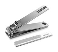 Kaasage Nail Clipper and File - Classic Stainless Steel Nail Cutter with Glass Nail File Clip Fingernails and Toenails Easily, Gift for Men, Women & Seniors