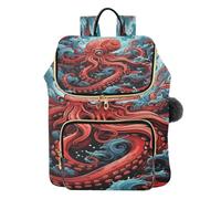 KAAVIYO Angry Octopus Blue Dark Sea Fashion Backpack Student Shoulder Bookbags Travel Daypac for Youth Teen