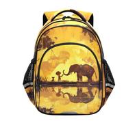 KAAVIYO Brown Elephants Golden Sunset Kids'Backpack 3-12 Years Bookbag Toddlers Bag School Bags