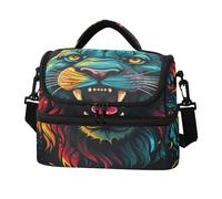 KAAVIYO Colorful Angry Lions Insulated Lunch Bag Box Large Capacity Crossbody Cooler Bags for Work Boys Girls Picnic