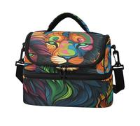 KAAVIYO Colorful Art Lions Insulated Lunch Bag Box Large Capacity Crossbody Cooler Bags for Work Boys Girls Picnic