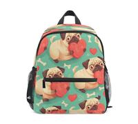 KAAVIYO Cute Pugs Heart Sweet Toddler Preschool Backpack Bookbag Mini Shoulder Bag Rucksack Schoolbag for Pre-K 1-6 Years Travel Boys Girls