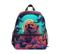 KAAVIYO Moon Sloth Bear Toddler Backpack Bookbag Mini Shoulder Bag for 1-6 Years Travel Boys Girls Kids with Chest Strap Clip Whistle