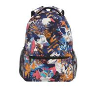KAAVIYO Multicolor Animals Abstract Artistic Bookbag School Student Backpack for Travel Teen Girls Boys Kid