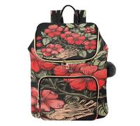 KAAVIYO Red Jasmine Flower Black Fashion Backpack Student Shoulder Bookbags Travel Daypac for Youth Teen