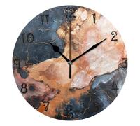 KAAVIYO Rose Gold Marble Round Wall Clock Circular Plate Silent Non Ticking Clocks for Kitchen Home Office School Decor Kid Boys Girls