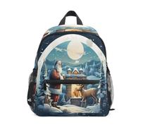 KAAVIYO Santa Clause Deer Winter Toddler Preschool Backpack Bookbag Mini Shoulder Bag Rucksack Schoolbag for Pre-K 1-6 Years Travel Boys Girls
