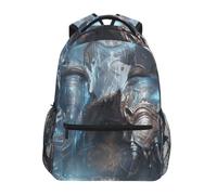 KAAVIYO Silver Armored Elephant Bookbag School Student Backpack for Travel Teen Girls Boys Kid