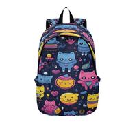KAAVIYO Space Doodles Cats Lightweight Laptop Backpack Hiking Daypack for Travel Camping Outdoor