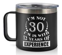 KAAYEE 30th Birthday Gift for Men, 14oz Stainless Steel Travel Mug for Men Born in His 1995, Birthday Gift Ideas for 30 Year Old Dad, Bro, Best Friend, Coworker & Husband (Black-30th)