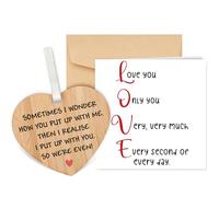 KAAYEE Anniversary Card, Wedding Anniversary Card for Husband & Wife, Romantic Card with Wooden Heart Plaque for Her & Him - Playful and Grateful Gift to Celebrate Valentine's Day & Express Love
