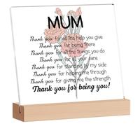KAAYEE Mum Birthday Gifts, Acrylic Plaque Gifts for Mum from Daughter or Son - Perfect Thank You Gift for Mummy, Christmas, Mother's Day Presents - Heartfelt Appreciation, Ideal Mother's Keepsake